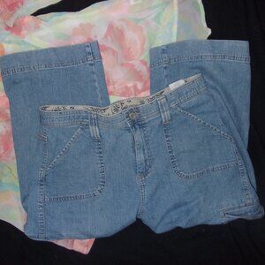 size 8 blue denim jeans womens capris long shorts eight  pants
